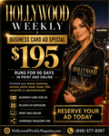 Hollywood Weekly Business Card Ad Special — $195