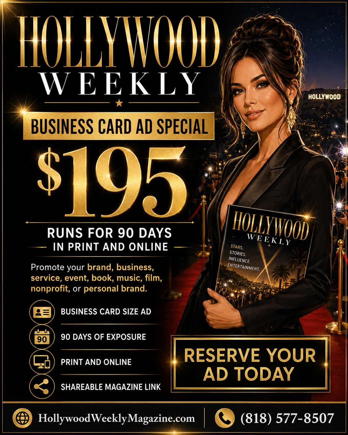 Hollywood Weekly Business Card Ad Special — $195